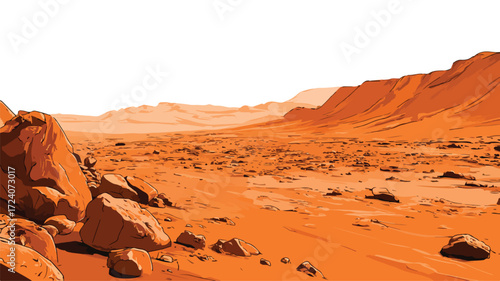 Detailed Mars Surface Vector Illustration for Graphic Design Projects