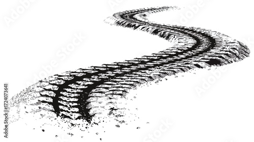 Detailed Textured Tire Track Design Vector Print for Professional Use
