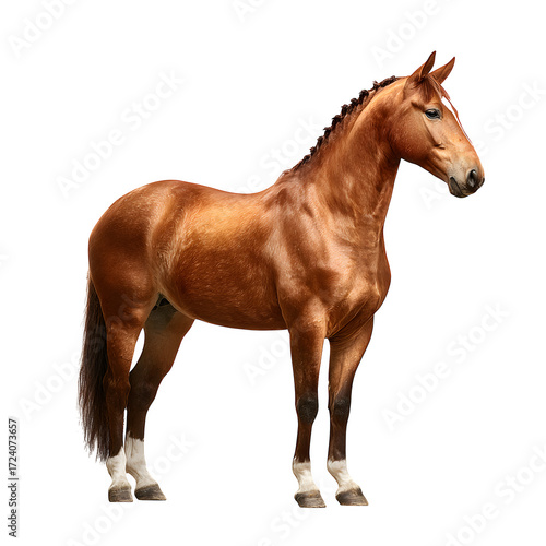 Chestnut Horse Standing, isolated on transparent background