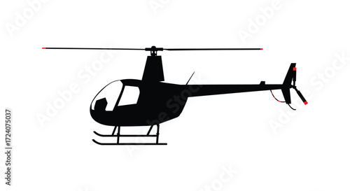 A dark helicopter graphic design with simple rotor blades silhouette