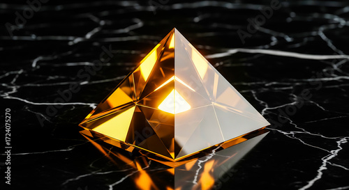 Golden Pyramid Reflection Abstract Geometry and Light