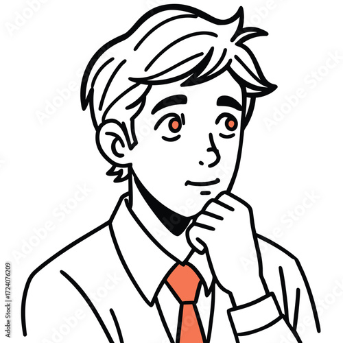 stylized illustration features young man in tension