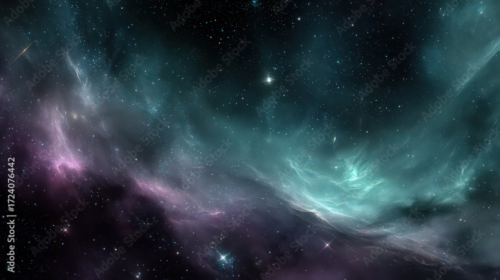 Fototapeta premium Vast Nebulae With Interstellar Dust Clouds In Deep Space
