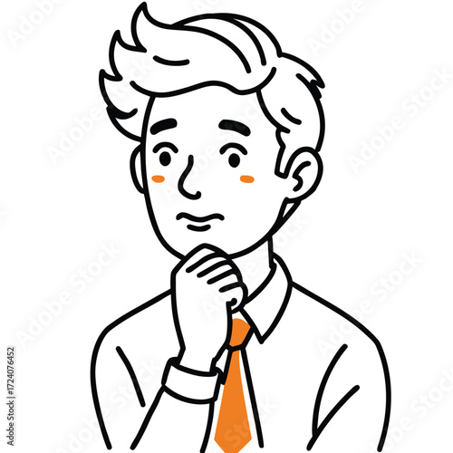 stylized illustration features young man in tension