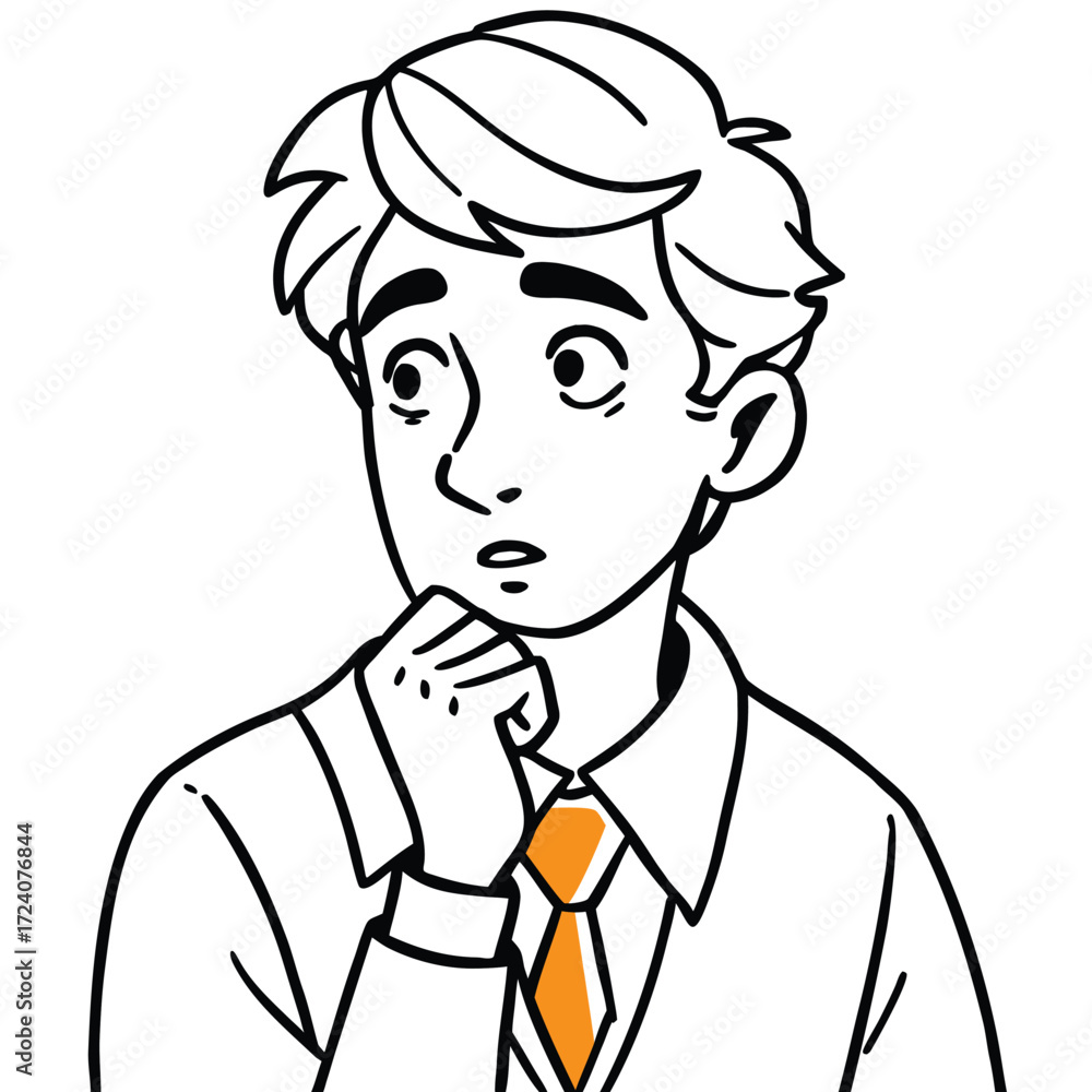 Obraz premium stylized illustration features young man in tension