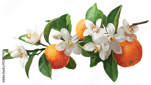 Vibrant Fresh Orange Blossom on Orange Branch