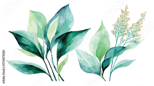 Elegant Hand-Drawn Watercolor Plant Illustration