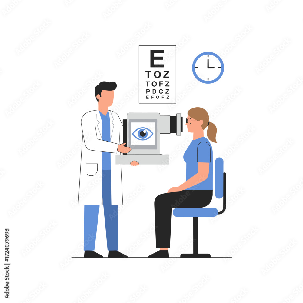 Fototapeta premium An optometrist conducts eye examinations and orders prescription glasses
