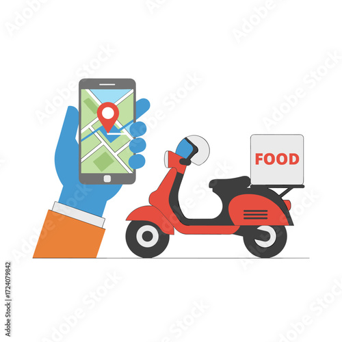 The shipper is reviewing the map as a vector illustration concept