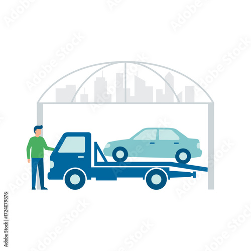 Illustration concept for towing service on a white background
