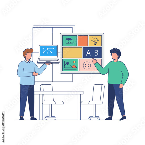 Illustration concept of sprint planning: a flat illustration set against a white background