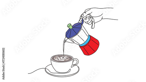 Coffee, Latte Art, Moka Pot, Minimalist Line Art, Cafe, Beverage, Coffee Shop, Barista, Brewing Coffee, Pouring Coffee, Hot Drink, Coffee Beans, Caffeine, Ener