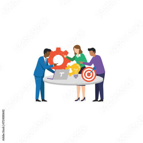 Illustration concept of business team management on a white background