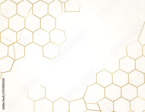 Gold honeycomb pattern on white background