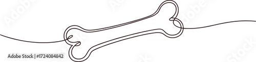 Minimalist continuous line drawing of a dog bone simple