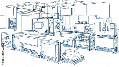 Modern Commercial Bakery Kitchen And Stainless Steel Counters Interior Design