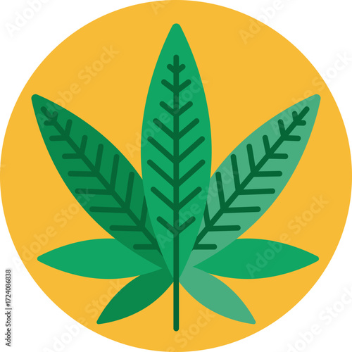 A stylized cannabis leaf symbol representing the plant.