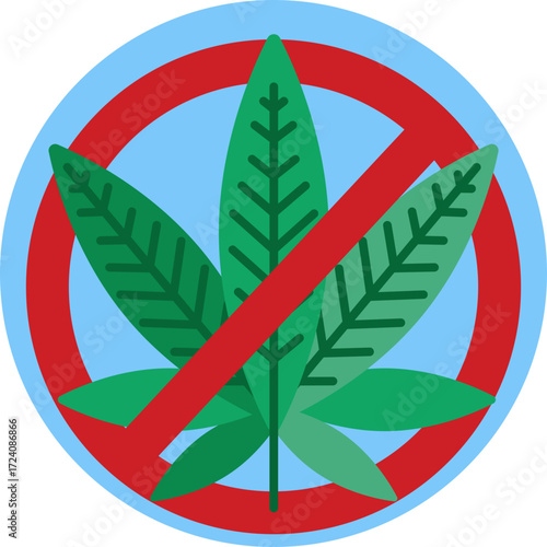Symbol of restriction – Represents the legal ban on cannabis use or sale.