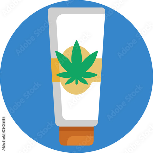 Jar of cream with a cannabis leaf symbolizing CBD skincare.