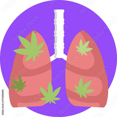 Icon of human lungs, representing cannabis effects on the respiratory system.