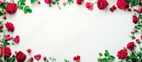 Christmas frame with holly red and green leaves border decoration