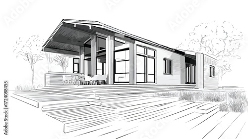 Modern One-Storey Wooden House Model Architecture Design
