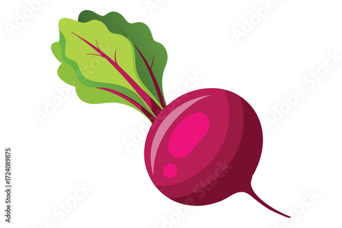 Vibrant magenta beetroot with fresh green leaves creates a lively and healthy visual