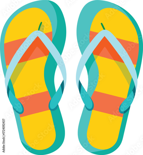 Colorful Striped Flip Flops Illustration for Summer Vacation and Beach Fun