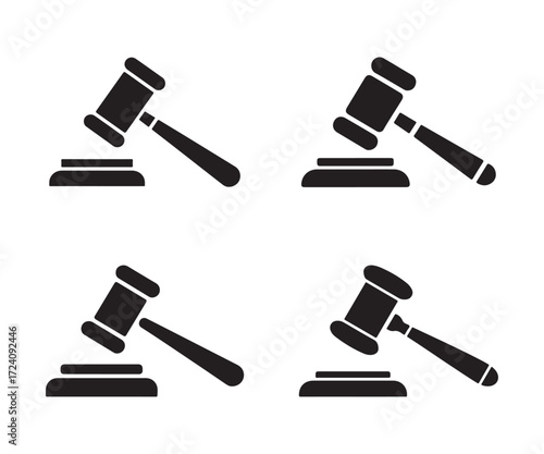 Vector gavel icons collection isolated on white background
