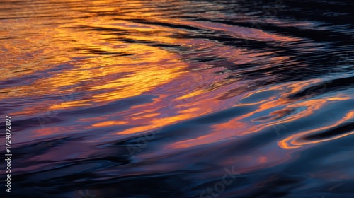 Rippled water reflecting sunset hues (1)