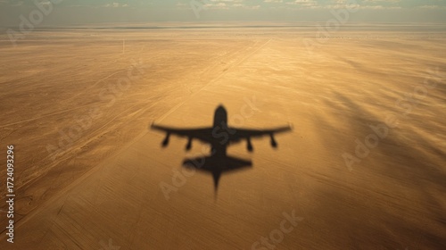 Airplane shadow over desert (1)