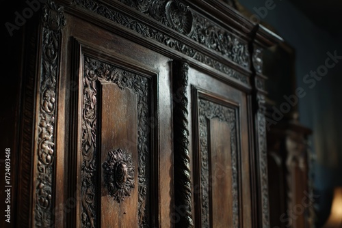 Ornate dark wooden cabinet