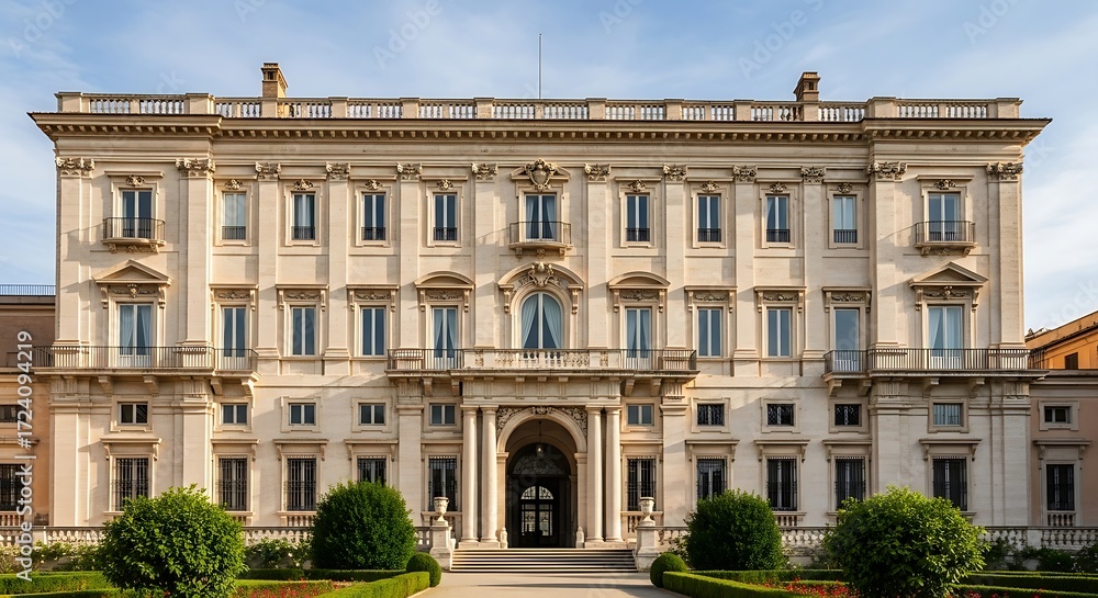 Obraz premium Facade of Villa Borghese in Rome with refined architectural details