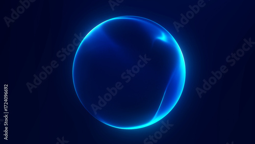 Abstract glowing blue sphere with soft luminous effects on a dark background. Futuristic orb design with smooth digital energy light.
