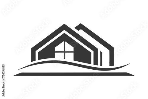 Stylized modern home logo showcases simple line work and minimal black color effectively