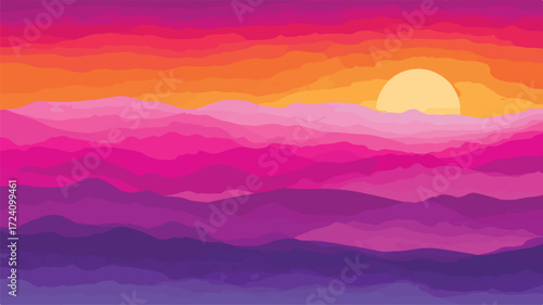 Vibrant Purple Orange Pink Summer Sunset Vector Image