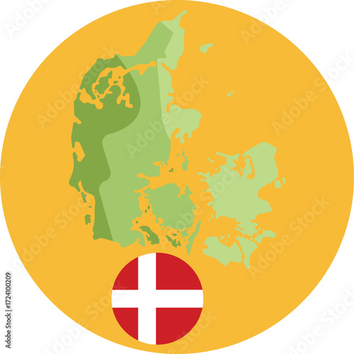 Denmark map icon highlighting its main islands and peninsula.