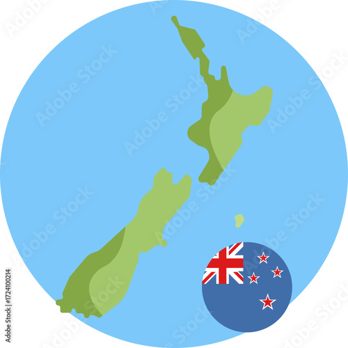 Outline of New Zealand showing both North and South Islands.