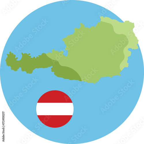 Map icon representing the country of Austria in central Europe.