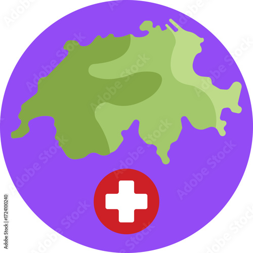 Outline of Switzerland highlighting its national borders.
