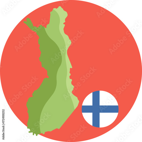 Icon depicting Finland’s shape for maps or navigation.