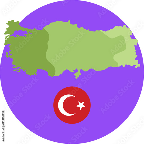 Simplified Turkey map icon for location or country representation.