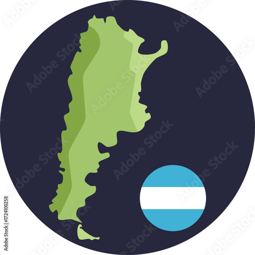 Outline of Argentina highlighting its national borders.