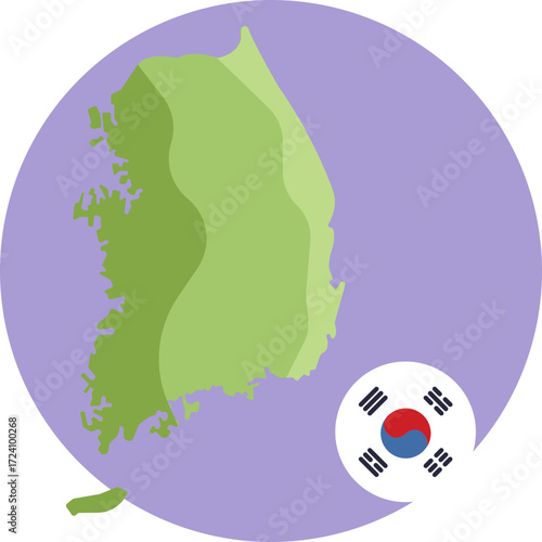 Outline map of South Korea highlighting its national borders.