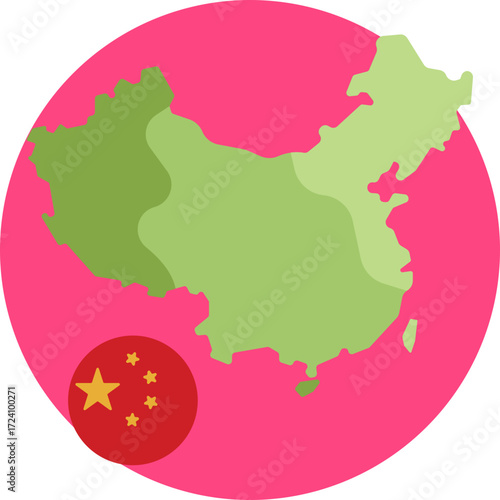 Outline of China showing its national borders.