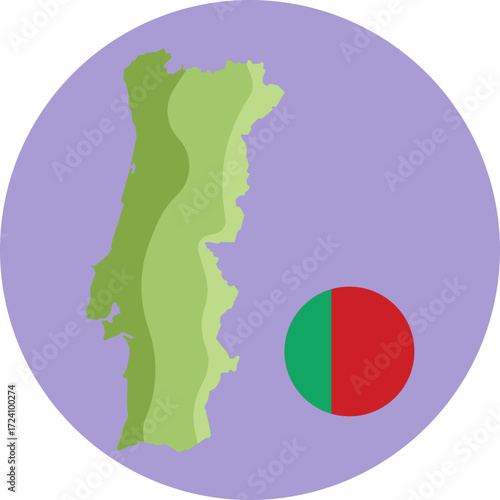 Geographic silhouette representing Portugal.