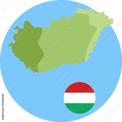 A simple outline of Hungary highlighting its national borders.
