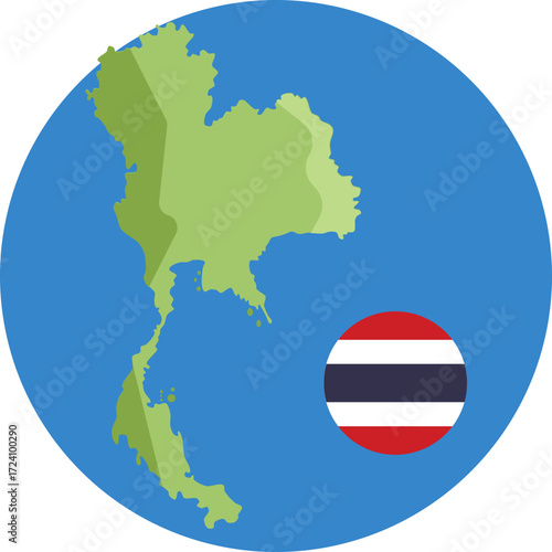 Outline of Thailand highlighting its geographical shape.