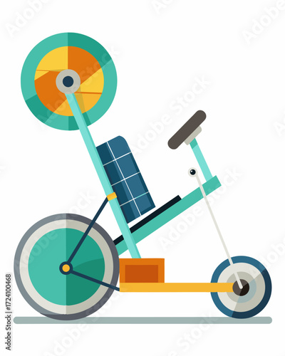 A solarpowered hand cycling machine perfect for users with limited mobility or those looking for a challenging arm and shoulder workout.. Vector illustration