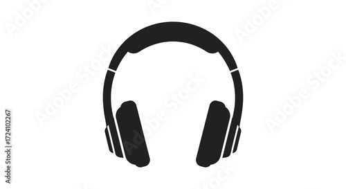 Simple black headphones graphic design isolated on a white background silhouette